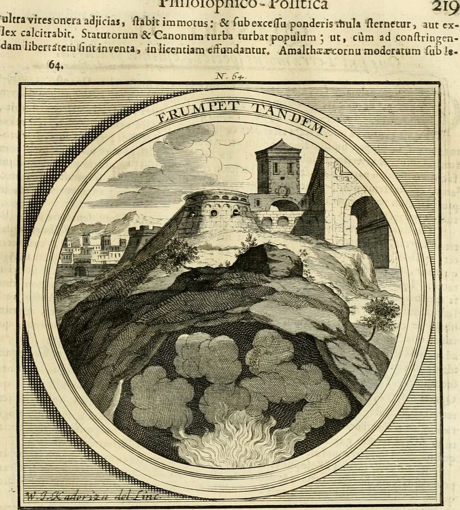 An illustration from Meteorologia philosophico-politica : in duodecim dissertationes per quaestiones meteorologicas & conclusiones politicas divisa, appositisque symbolis illustrata ..., 1698, leaf 230
