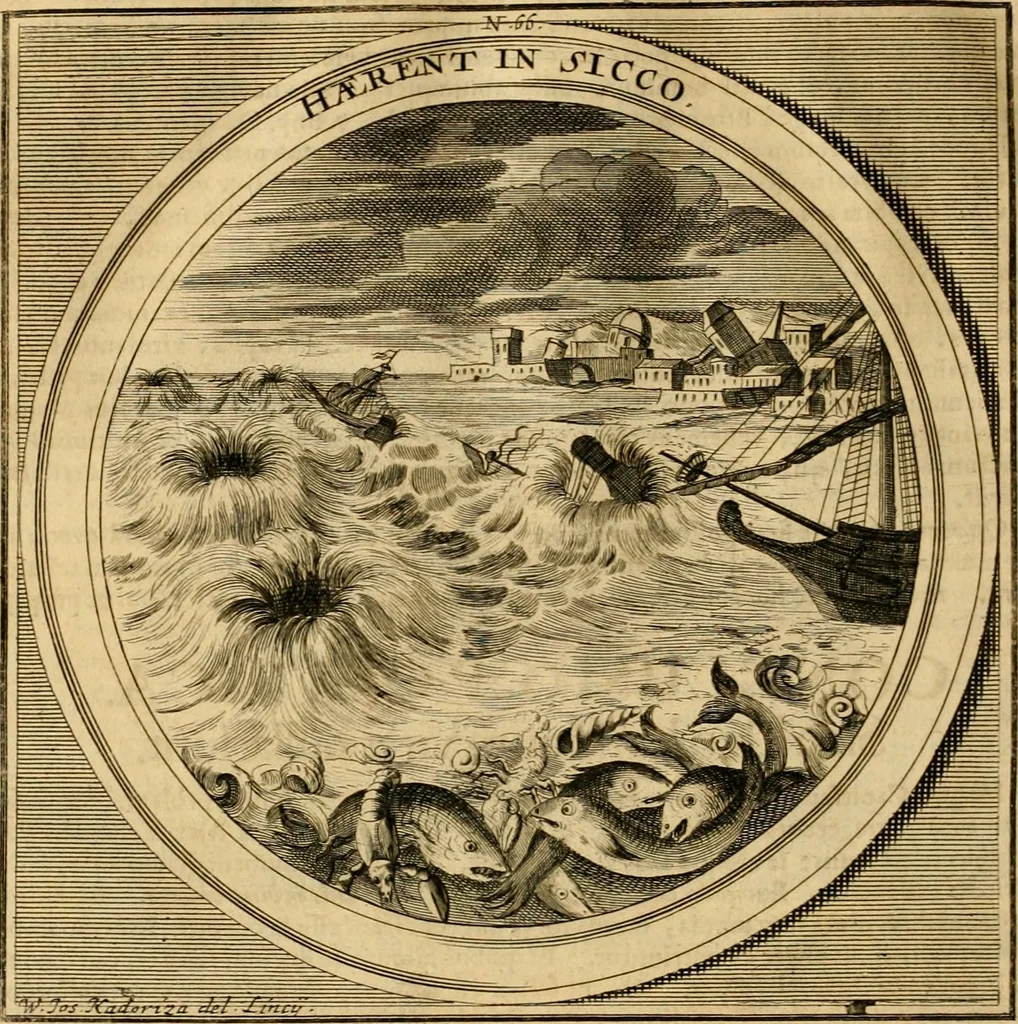 An illustration from Meteorologia philosophico-politica : in duodecim dissertationes per quaestiones meteorologicas & conclusiones politicas divisa, appositisque symbolis illustrata ..., 1698, leaf 237