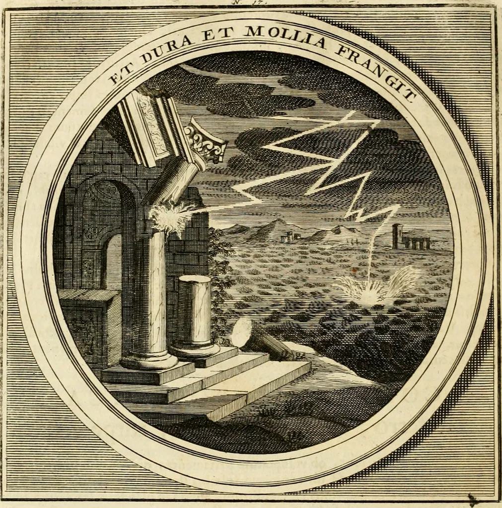 An illustration from Meteorologia philosophico-politica : in duodecim dissertationes per quaestiones meteorologicas & conclusiones politicas divisa, appositisque symbolis illustrata ..., 1698, leaf 63