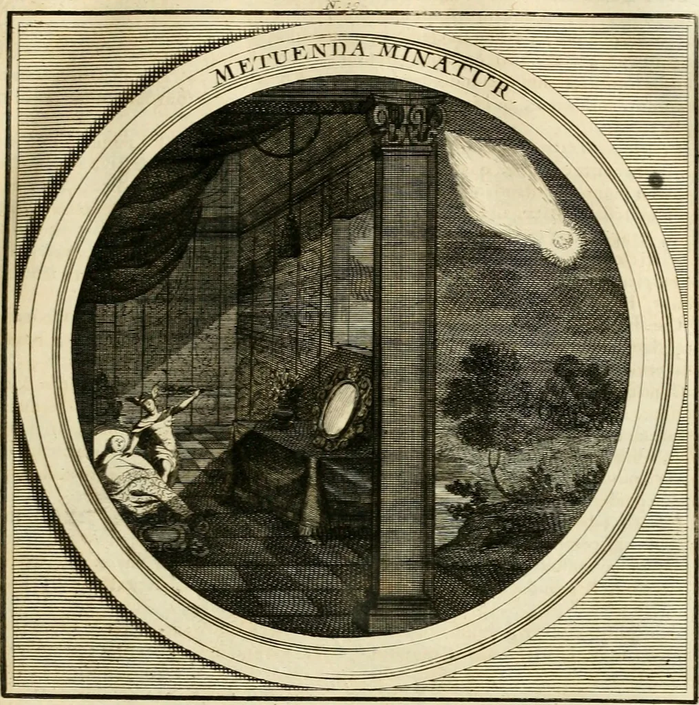 An illustration from Meteorologia philosophico-politica : in duodecim dissertationes per quaestiones meteorologicas & conclusiones politicas divisa, appositisque symbolis illustrata ..., 1698, leaf 70