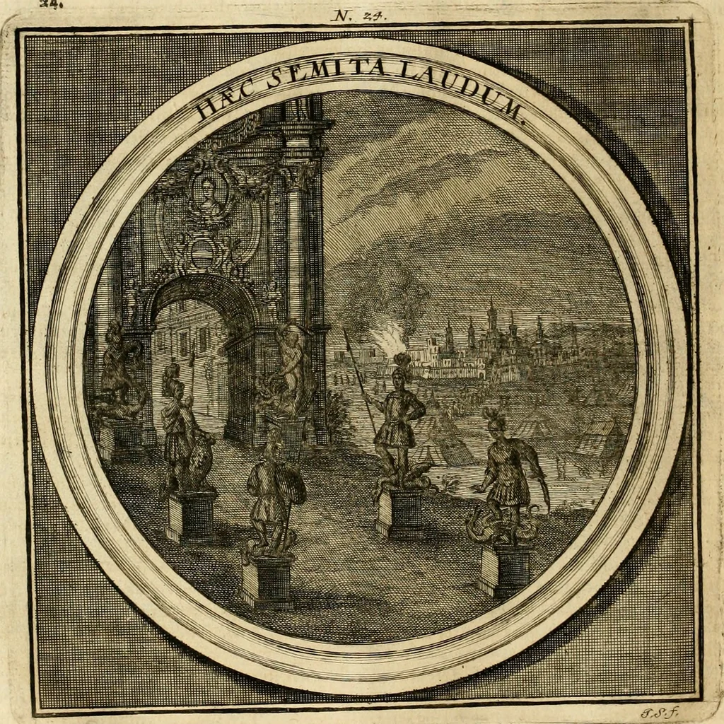 An illustration from Meteorologia philosophico-politica : in duodecim dissertationes per quaestiones meteorologicas & conclusiones politicas divisa, appositisque symbolis illustrata ..., 1698, leaf 89