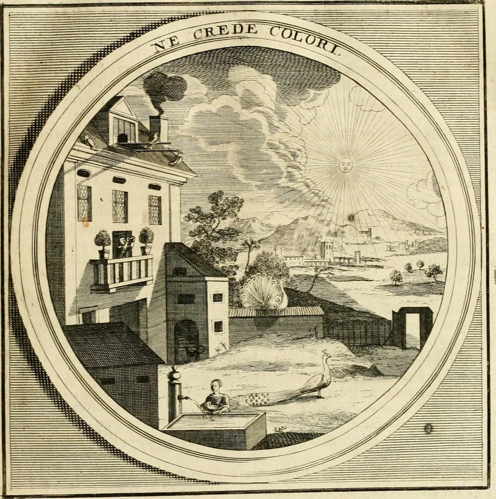 An illustration from Meteorologia philosophico-politica : in duodecim dissertationes per quaestiones meteorologicas & conclusiones politicas divisa, appositisque symbolis illustrata ..., 1698, leaf 92
