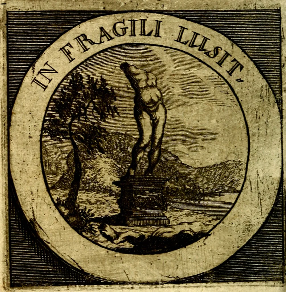 An illustration from Philothei [pseud.] Christliche sinne-bilder auss dem lateinischen ins teutsch gecracht, 1679, leaf 117