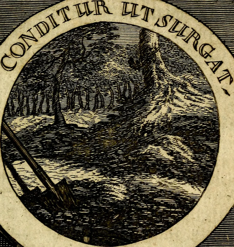 An illustration from Philothei [pseud.] Christliche sinne-bilder auss dem lateinischen ins teutsch gecracht, 1679, leaf 168