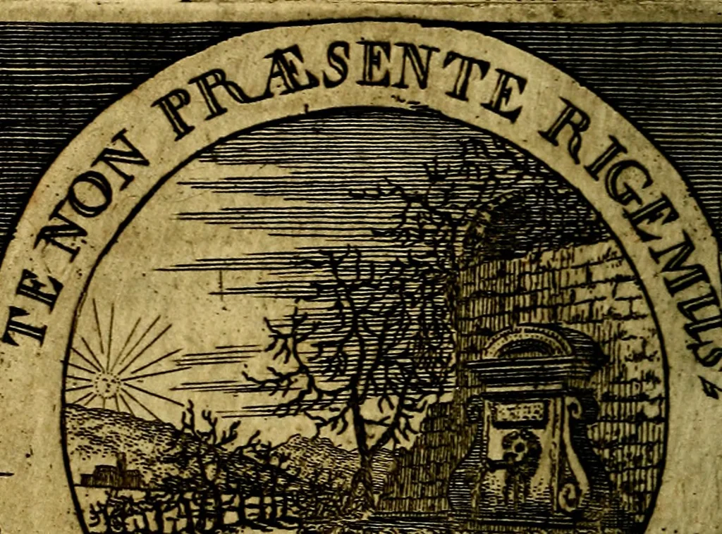 An illustration from Philothei [pseud.] Christliche sinne-bilder auss dem lateinischen ins teutsch gecracht, 1679, leaf 185