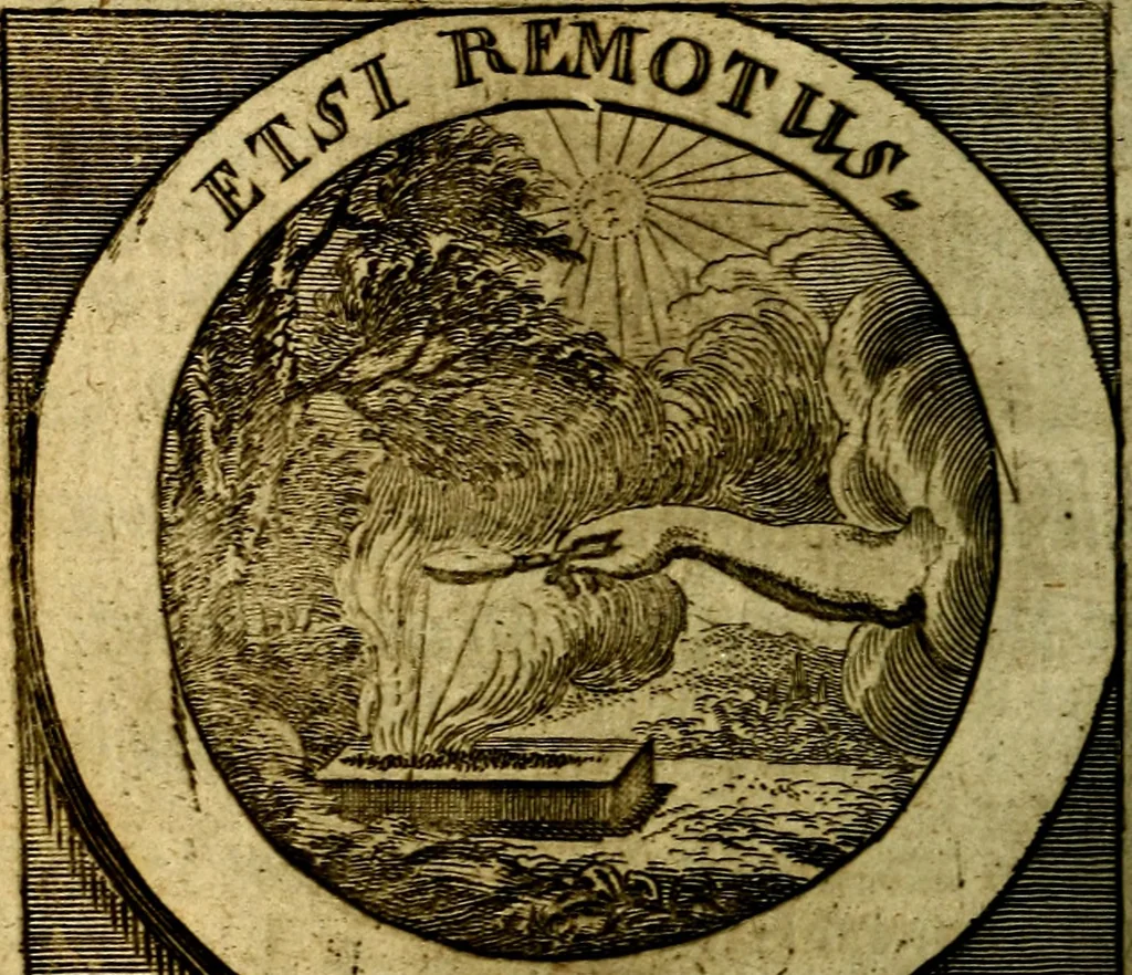 An illustration from Philothei [pseud.] Christliche sinne-bilder auss dem lateinischen ins teutsch gecracht, 1679, leaf 197