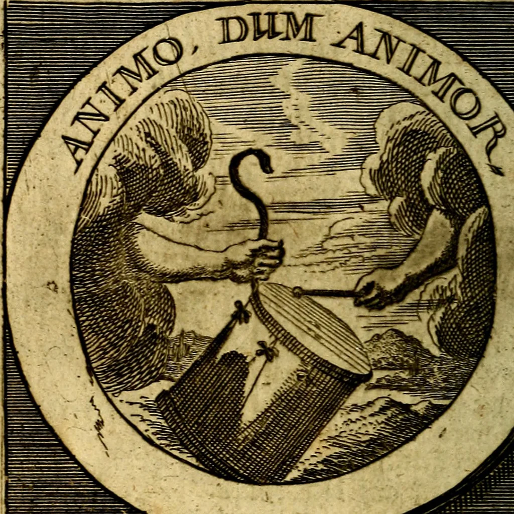 An illustration from Philothei [pseud.] Christliche sinne-bilder auss dem lateinischen ins teutsch gecracht, 1679, leaf 219