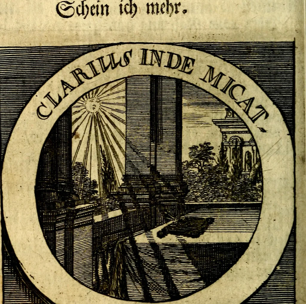 An illustration from Philothei [pseud.] Christliche sinne-bilder auss dem lateinischen ins teutsch gecracht, 1679, leaf 235