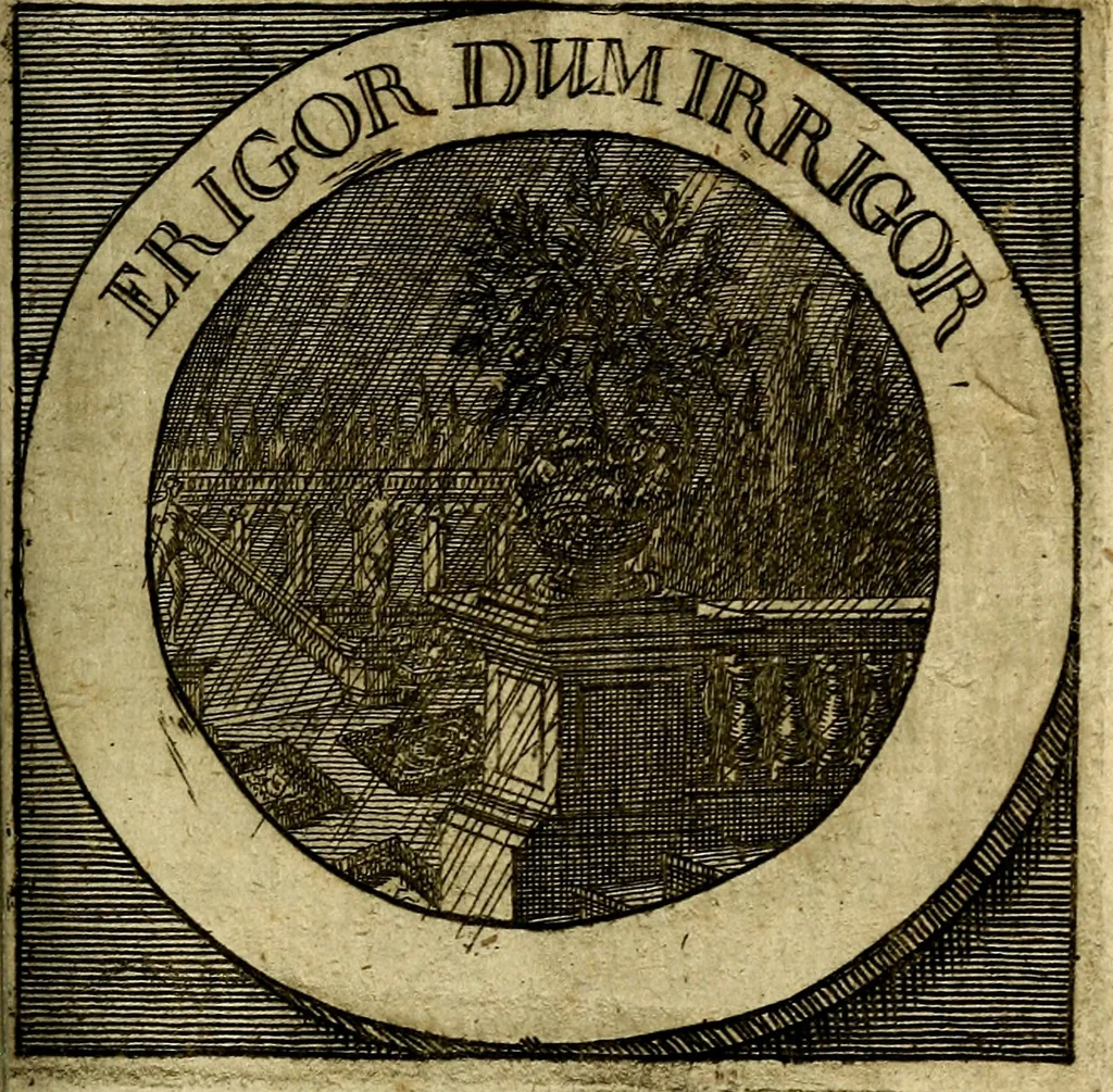 An illustration from Philothei [pseud.] Christliche sinne-bilder auss dem lateinischen ins teutsch gecracht, 1679, leaf 244