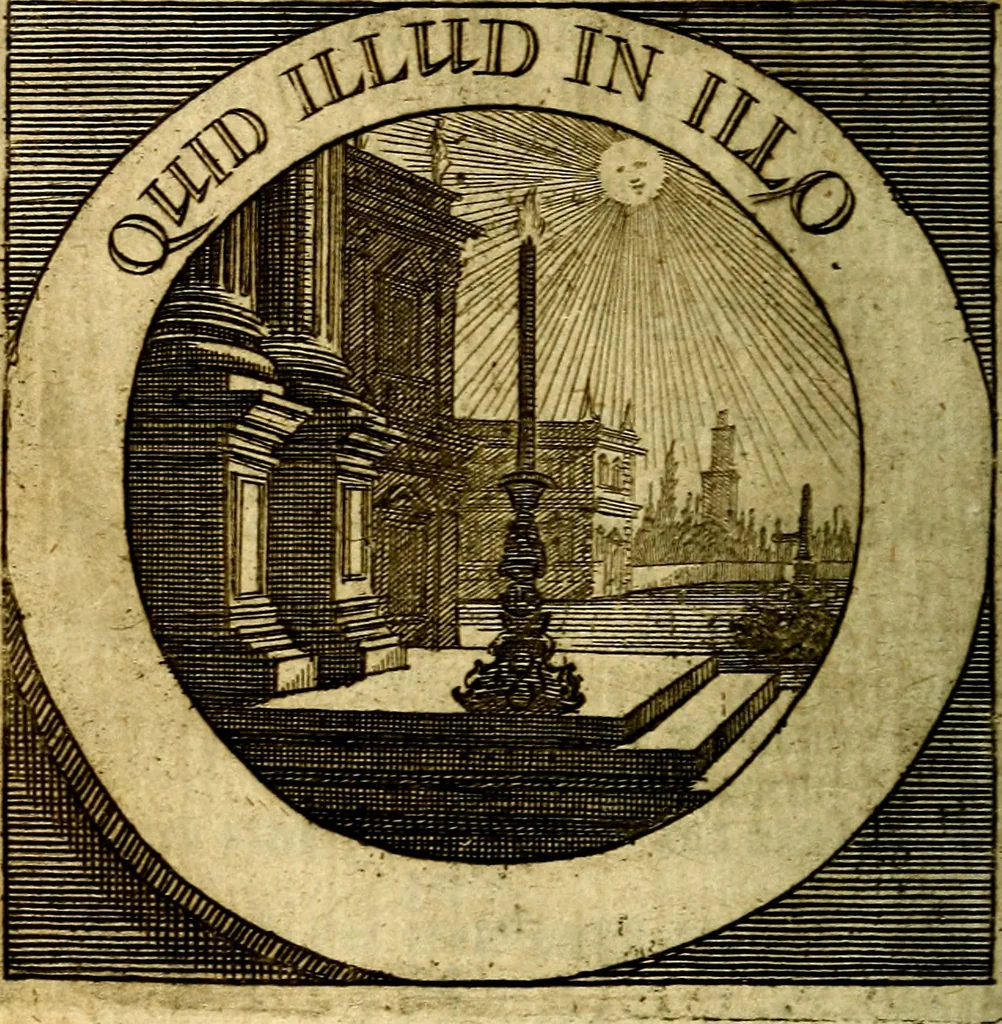 An illustration from Philothei [pseud.] Christliche sinne-bilder auss dem lateinischen ins teutsch gecracht, 1679, leaf 259