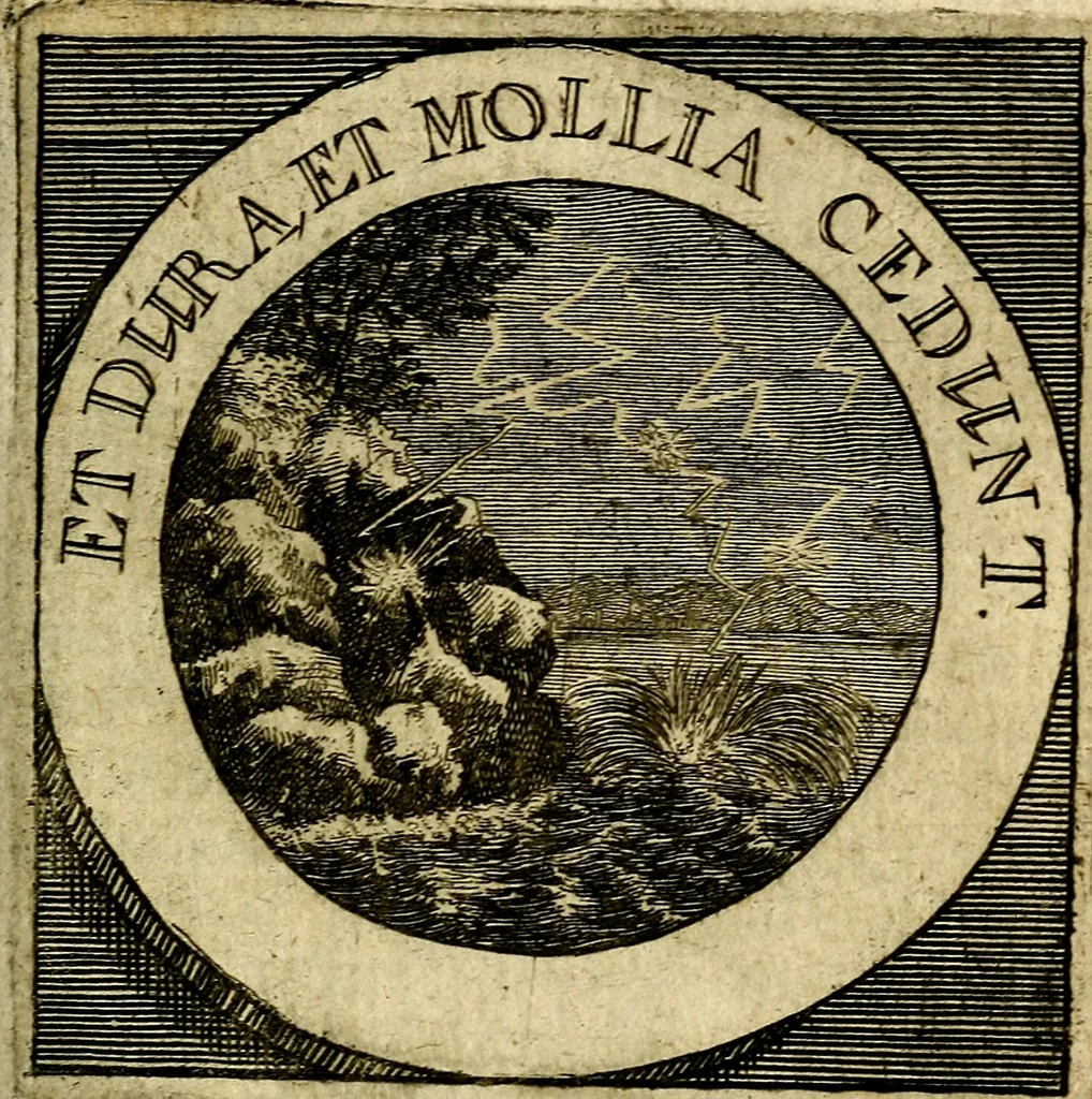An illustration from Philothei [pseud.] Christliche sinne-bilder auss dem lateinischen ins teutsch gecracht, 1679, leaf 264