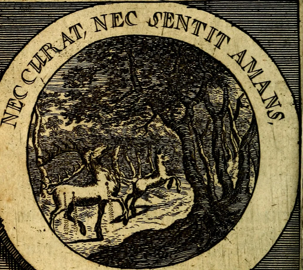 An illustration from Philothei [pseud.] Christliche sinne-bilder auss dem lateinischen ins teutsch gecracht, 1679, leaf 293