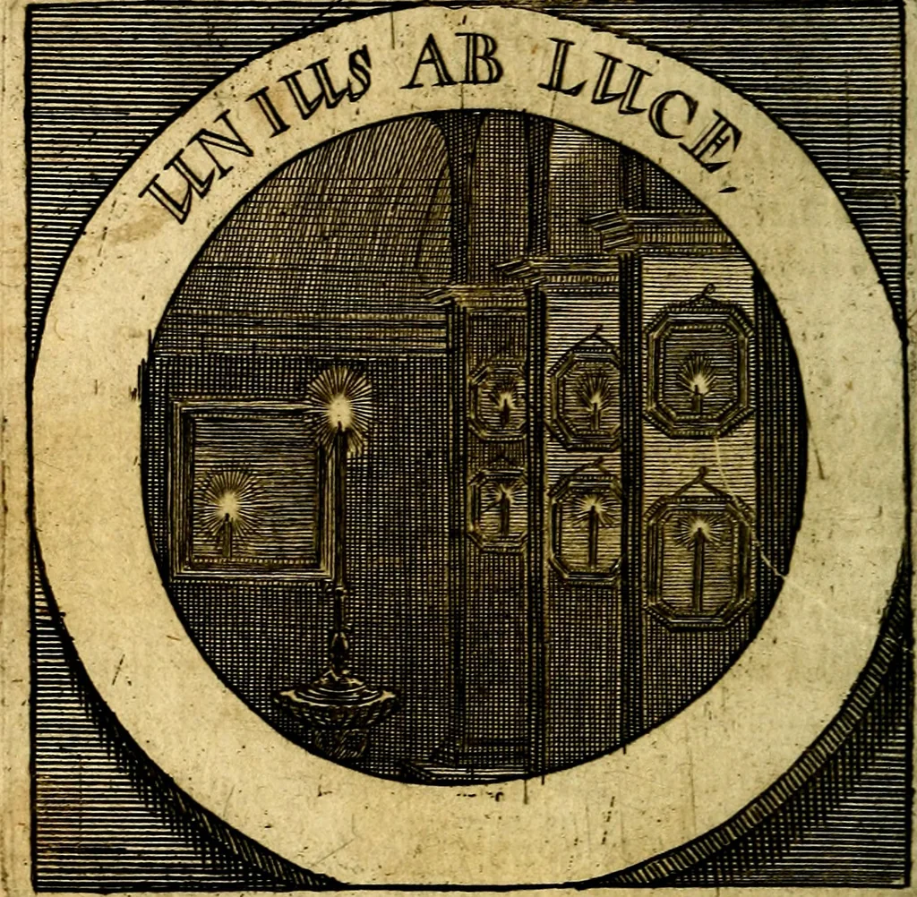 An illustration from Philothei [pseud.] Christliche sinne-bilder auss dem lateinischen ins teutsch gecracht, 1679, leaf 333