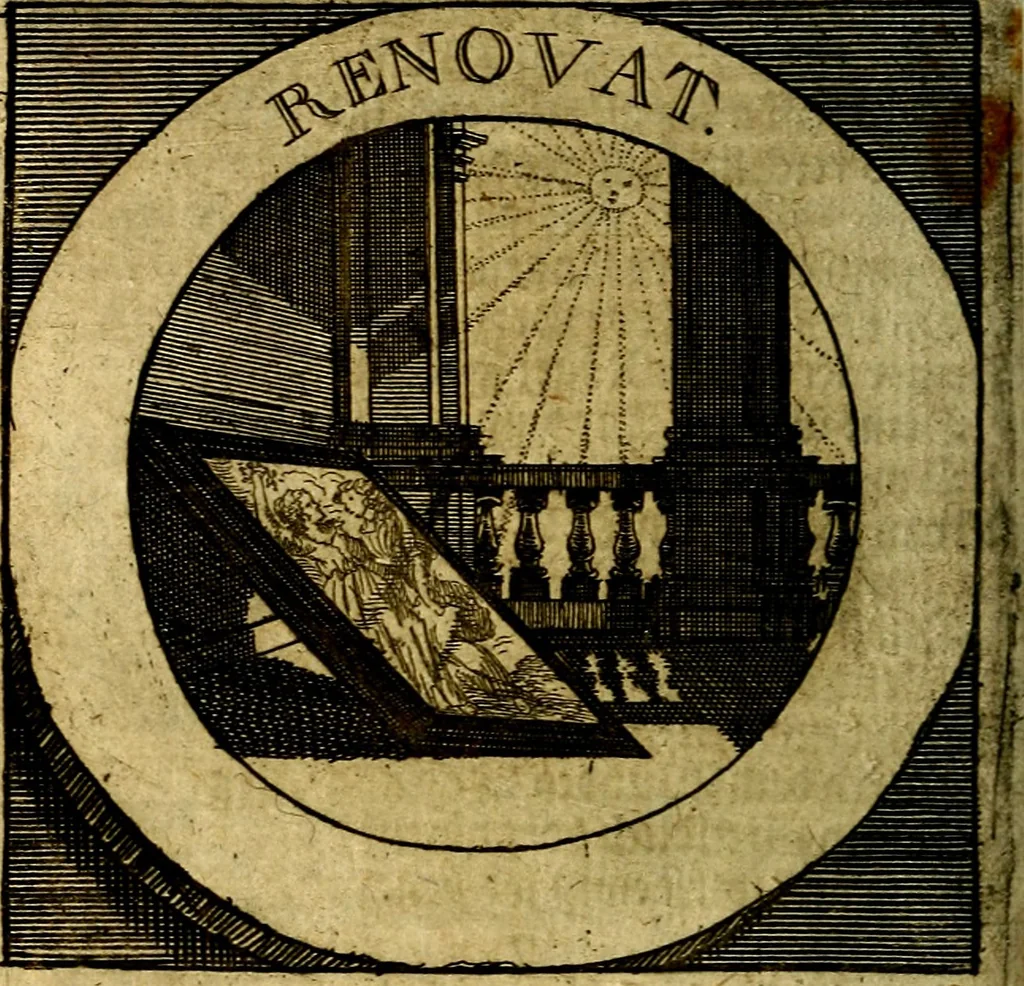 An illustration from Philothei [pseud.] Christliche sinne-bilder auss dem lateinischen ins teutsch gecracht, 1679, leaf 383