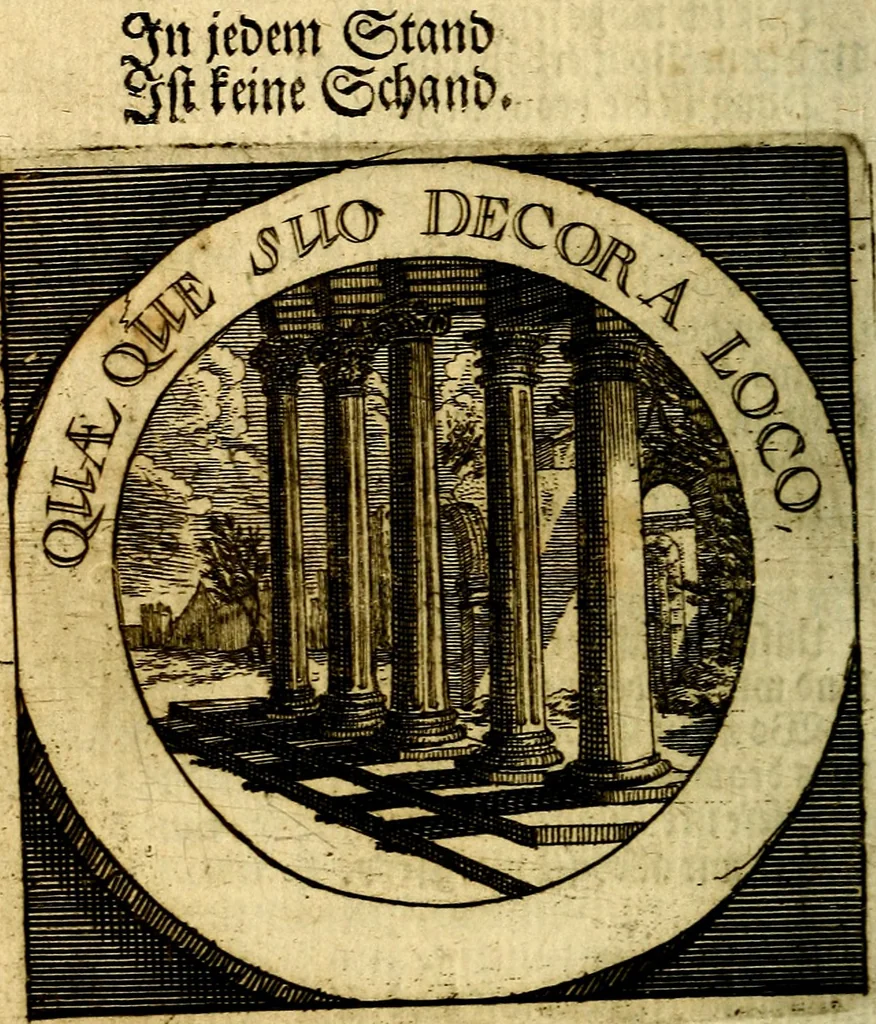 An illustration from Philothei [pseud.] Christliche sinne-bilder auss dem lateinischen ins teutsch gecracht, 1679, leaf 403