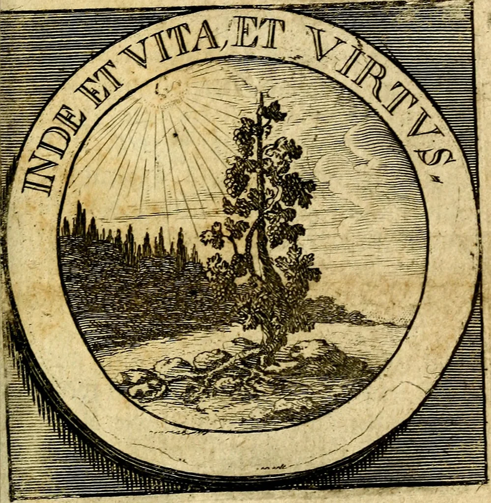 An illustration from Philothei [pseud.] Christliche sinne-bilder auss dem lateinischen ins teutsch gecracht, 1679, leaf 44