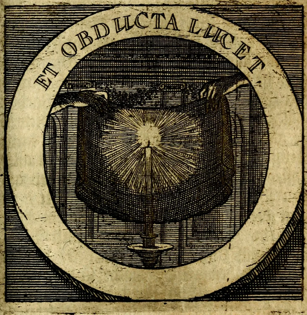 An illustration from Philothei [pseud.] Christliche sinne-bilder auss dem lateinischen ins teutsch gecracht, 1679, leaf 446