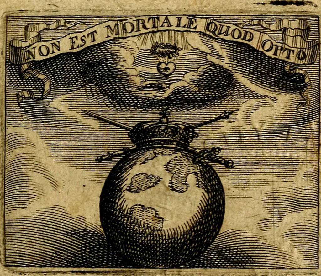 An illustration from Philothei [pseud.] Christliche sinne-bilder auss dem lateinischen ins teutsch gecracht, 1679, leaf 6