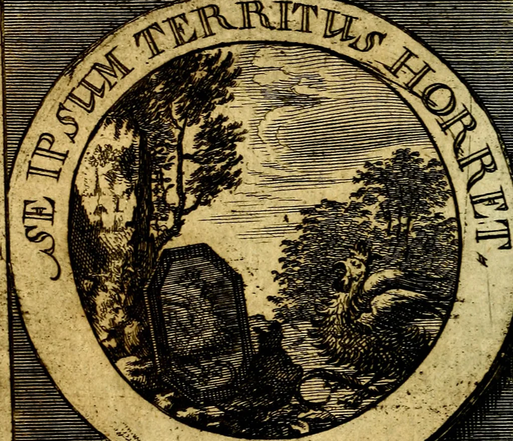 An illustration from Philothei [pseud.] Christliche sinne-bilder auss dem lateinischen ins teutsch gecracht, 1679, leaf 71