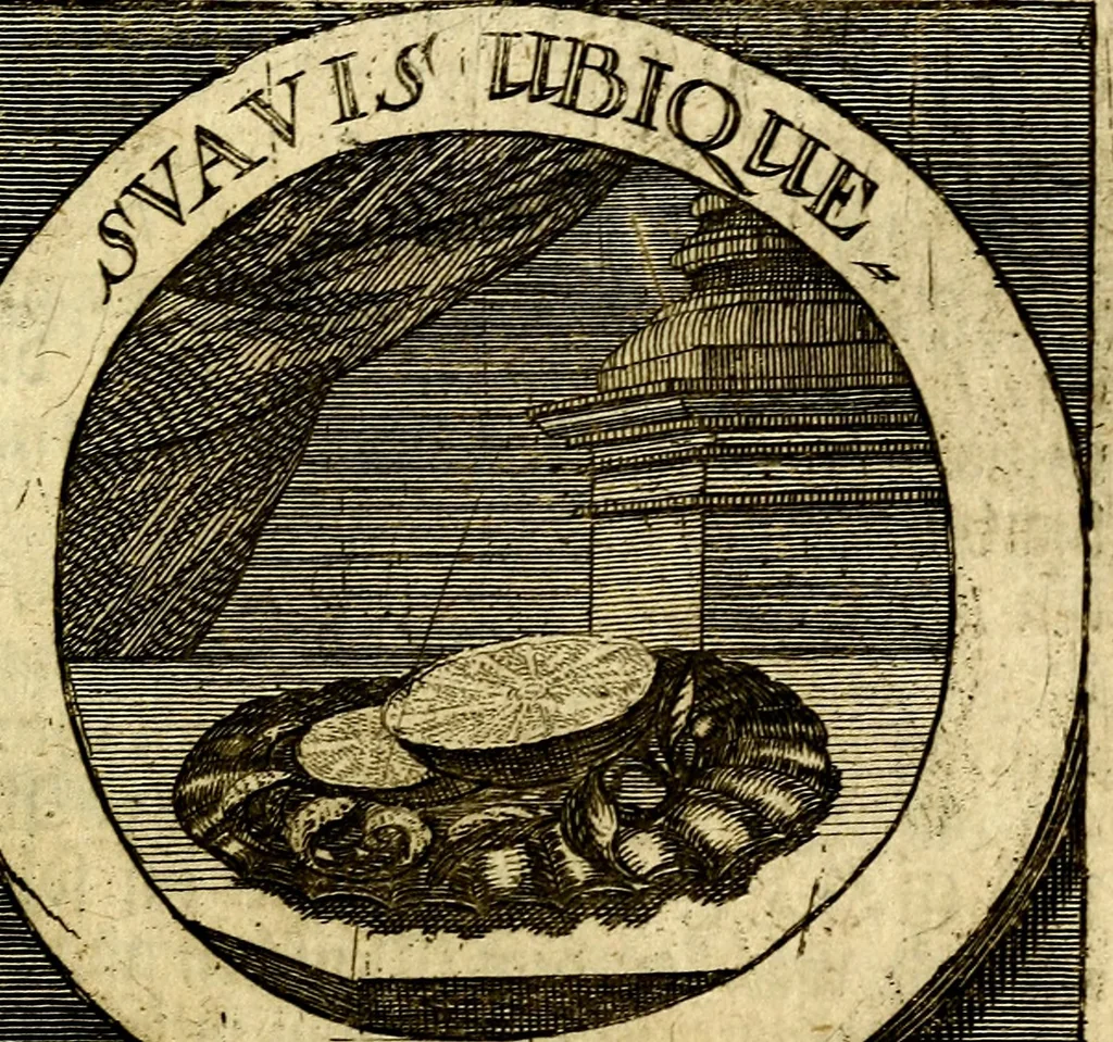 An illustration from Philothei [pseud.] Christliche sinne-bilder auss dem lateinischen ins teutsch gecracht, 1679, leaf 92