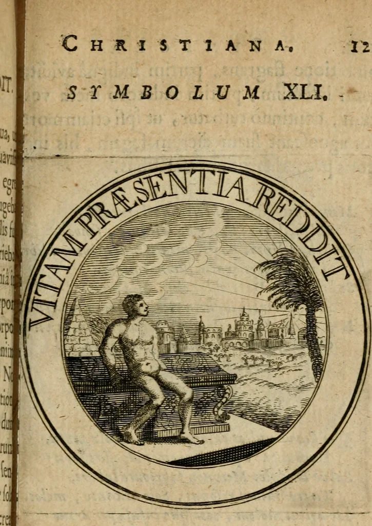 An illustration from Philothei Symbola christiana : quibus idea hominis christiani exprimitur, 1682, leaf 152