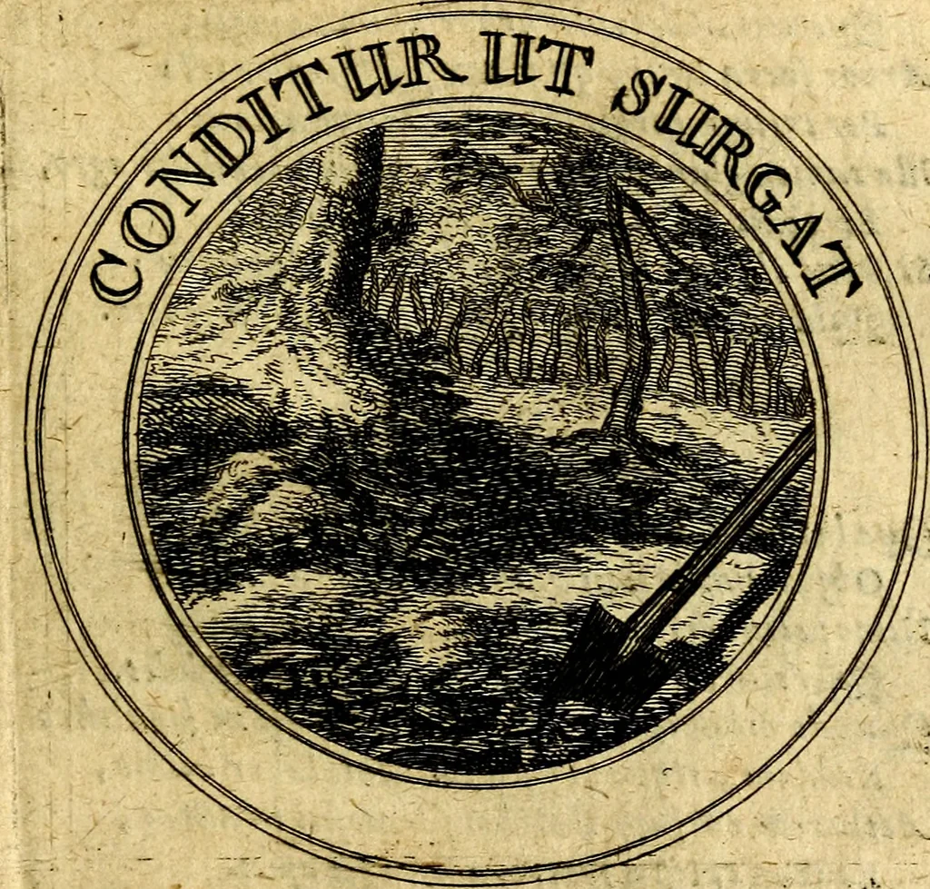 An illustration from Philothei Symbola christiana : quibus idea hominis christiani exprimitur, 1682, leaf 124