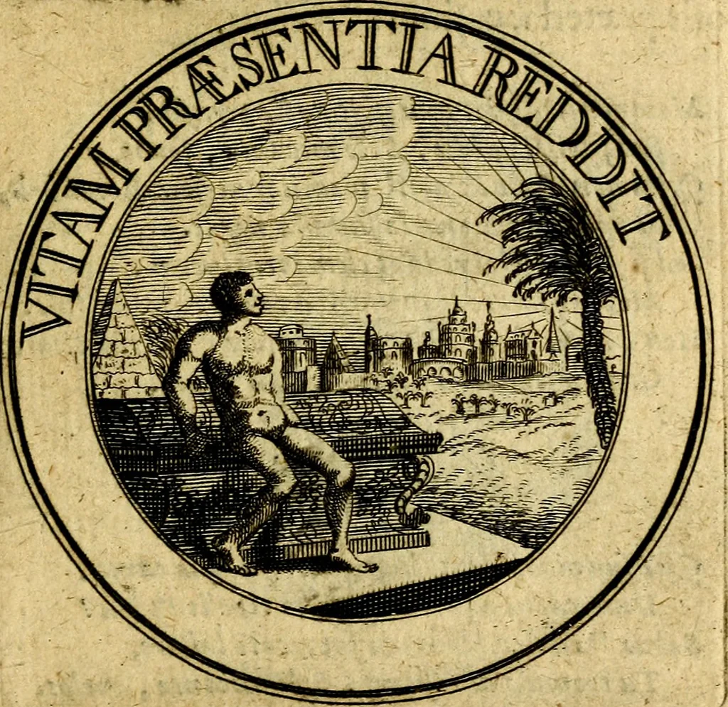 An illustration from Philothei Symbola christiana : quibus idea hominis christiani exprimitur, 1682, leaf 148