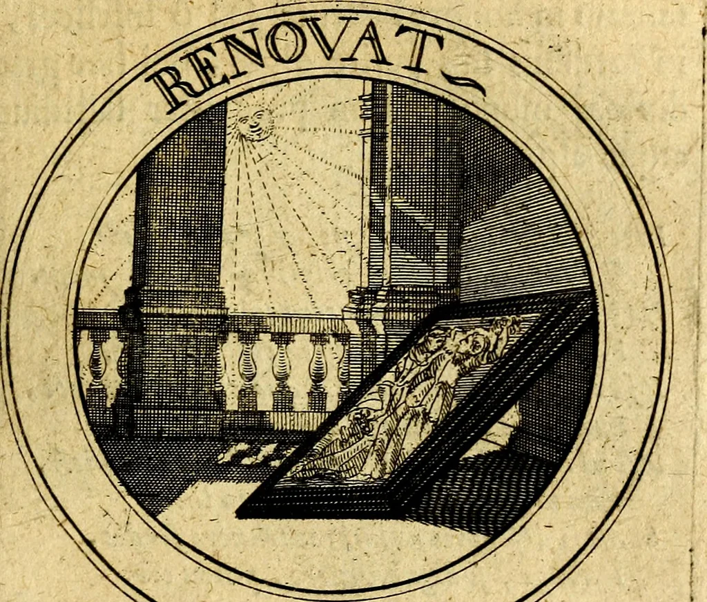 An illustration from Philothei Symbola christiana : quibus idea hominis christiani exprimitur, 1682, leaf 266