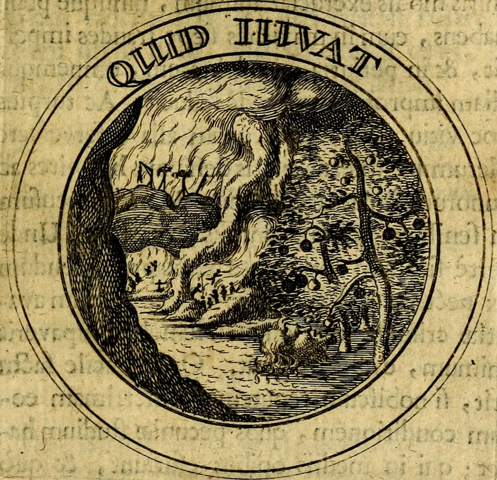 An illustration from Philothei Symbola christiana : quibus idea hominis christiani exprimitur, 1682, leaf 296