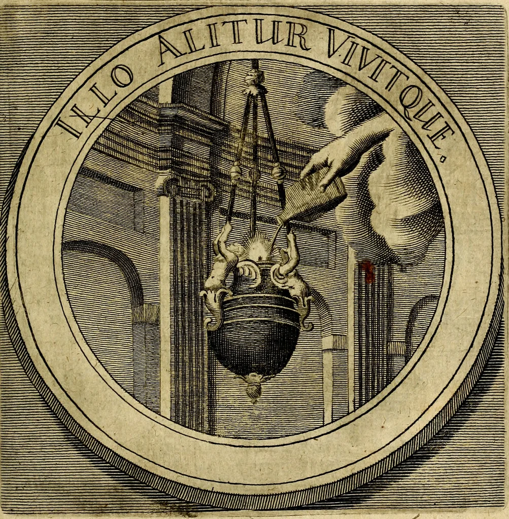An illustration from Philothei symbola christiana : quibus idea hominis christiani exprimitur, 1677, leaf 106