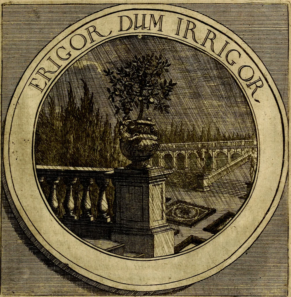 An illustration from Philothei symbola christiana : quibus idea hominis christiani exprimitur, 1677, leaf 112