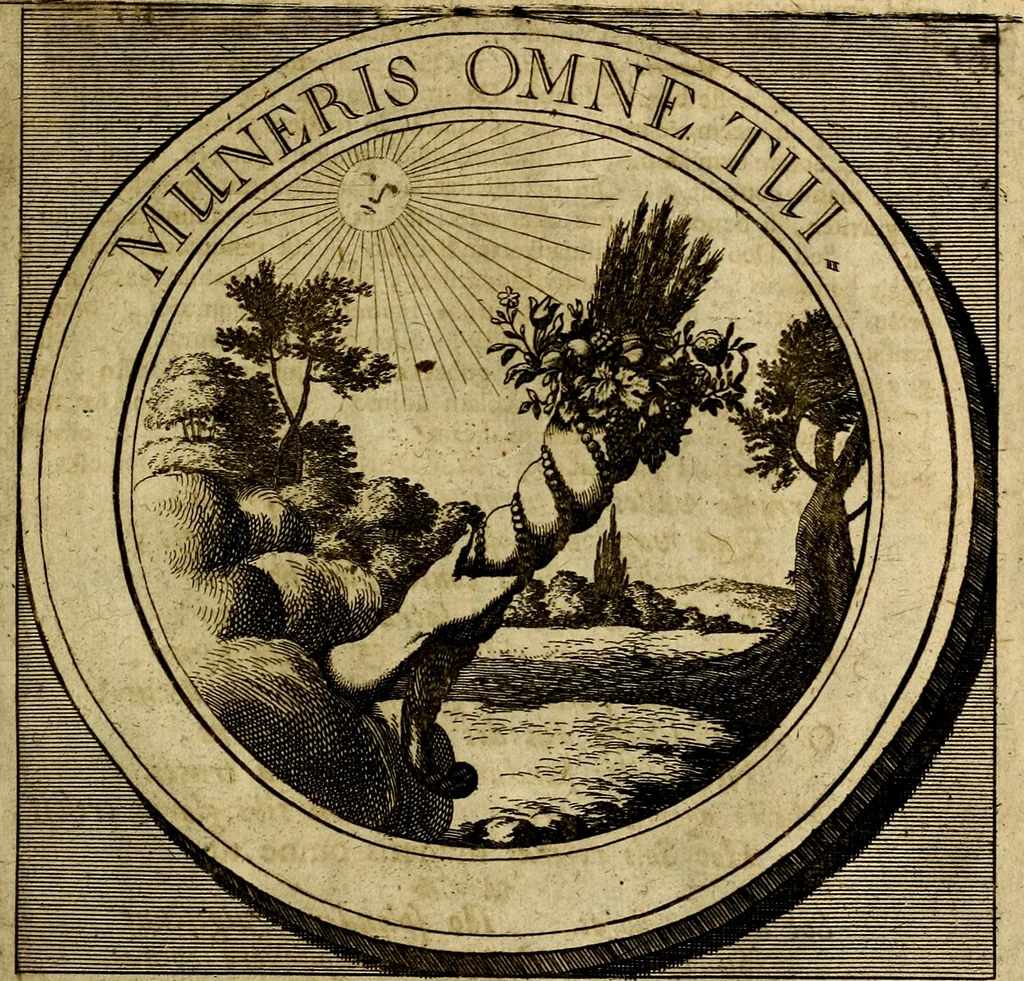 An illustration from Philothei symbola christiana : quibus idea hominis christiani exprimitur, 1677, leaf 114