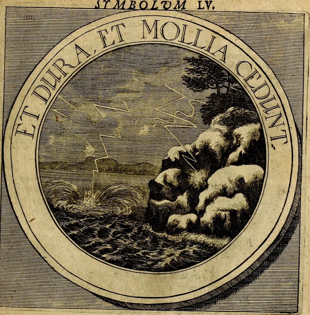An illustration from Philothei symbola christiana : quibus idea hominis christiani exprimitur, 1677, leaf 120