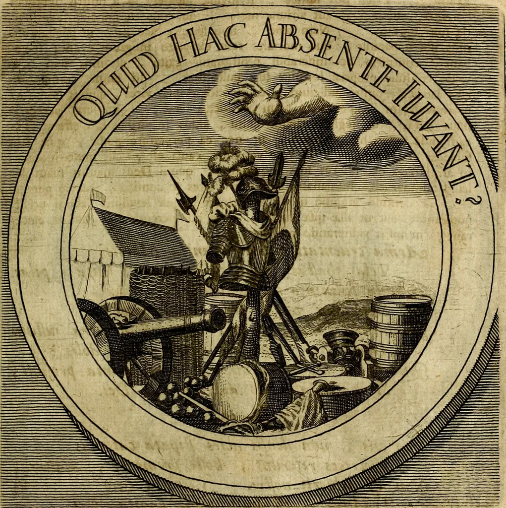 An illustration from Philothei symbola christiana : quibus idea hominis christiani exprimitur, 1677, leaf 128