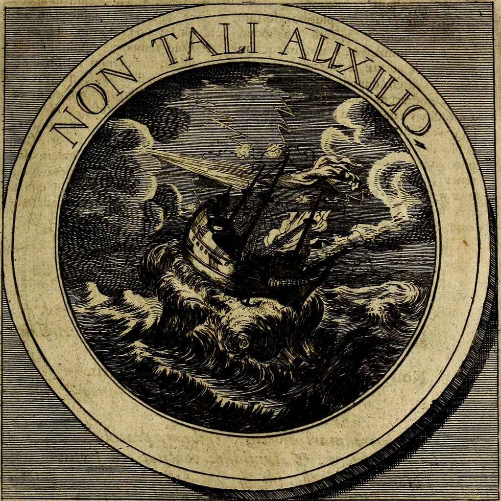 An illustration from Philothei symbola christiana : quibus idea hominis christiani exprimitur, 1677, leaf 130