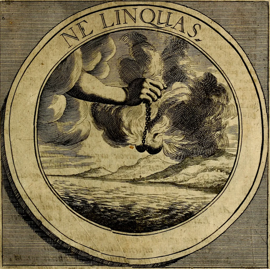 An illustration from Philothei symbola christiana : quibus idea hominis christiani exprimitur, 1677, leaf 132