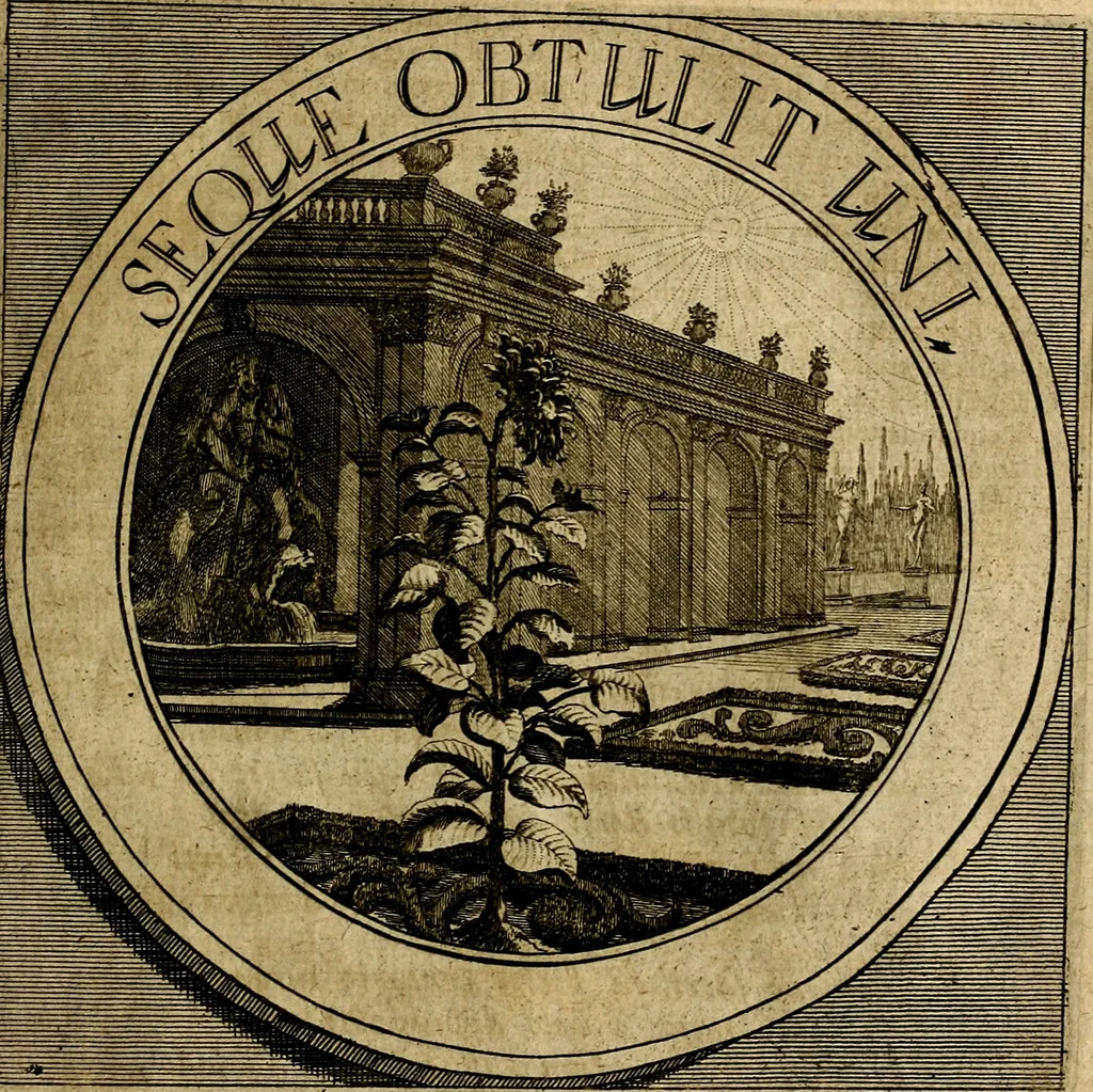 An illustration from Philothei symbola christiana : quibus idea hominis christiani exprimitur, 1677, leaf 136
