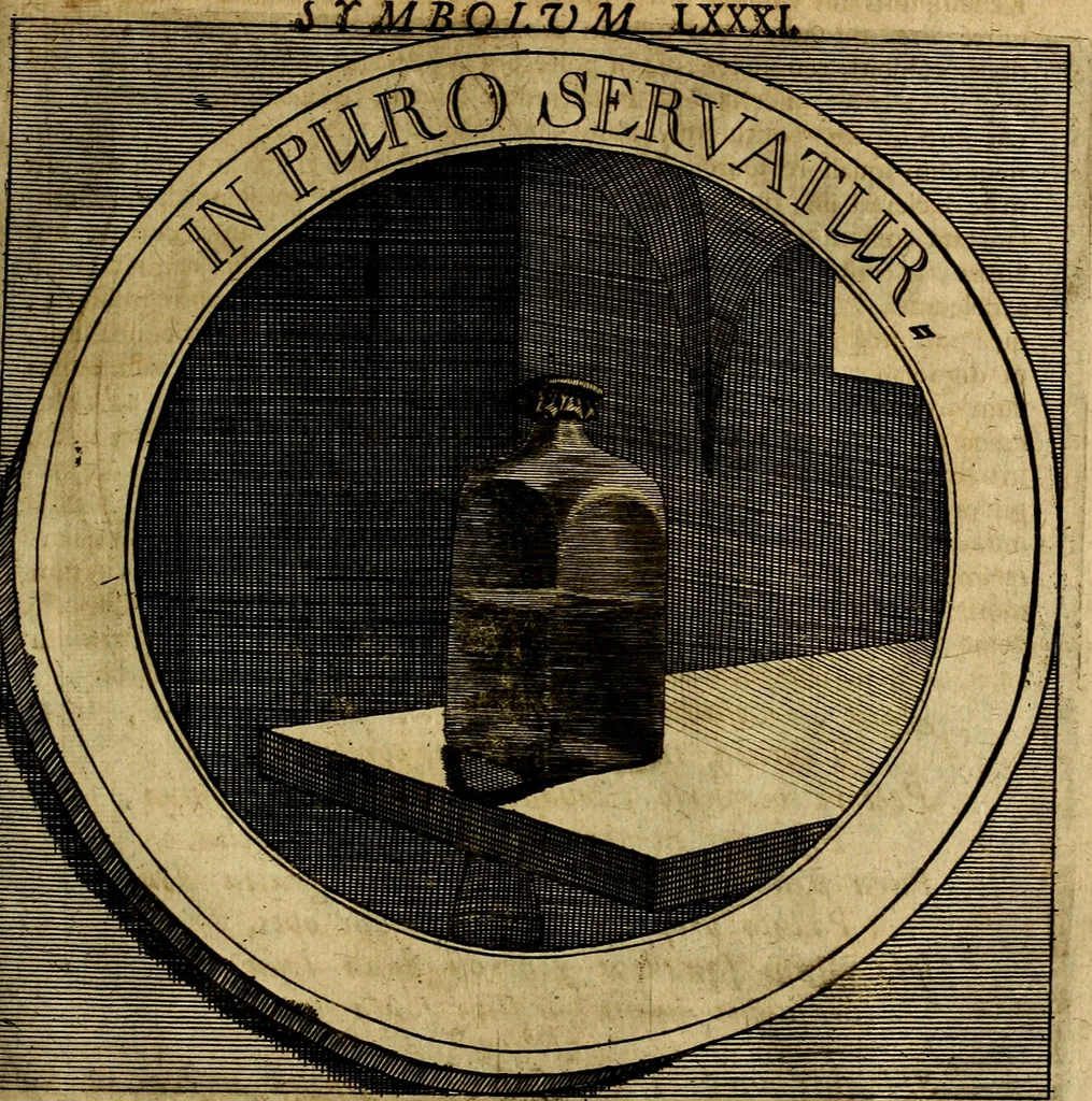 An illustration from Philothei symbola christiana : quibus idea hominis christiani exprimitur, 1677, leaf 172