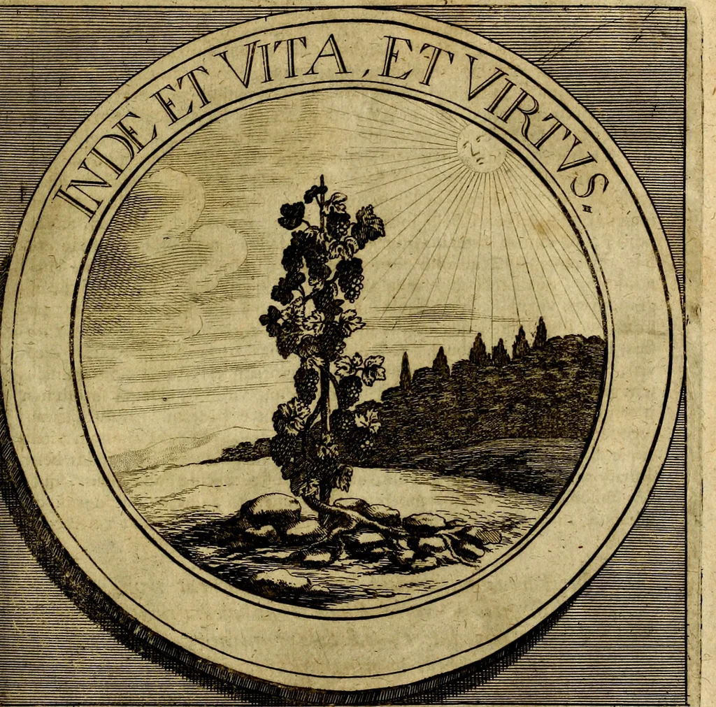 An illustration from Philothei symbola christiana : quibus idea hominis christiani exprimitur, 1677, leaf 18