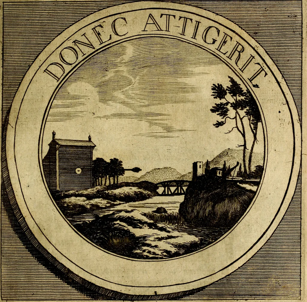 An illustration from Philothei symbola christiana : quibus idea hominis christiani exprimitur, 1677, leaf 184