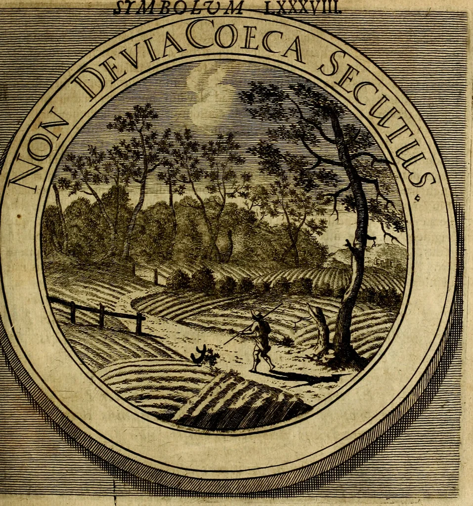 An illustration from Philothei symbola christiana : quibus idea hominis christiani exprimitur, 1677, leaf 186