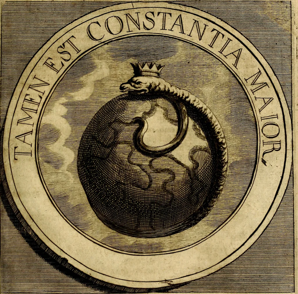 An illustration from Philothei symbola christiana : quibus idea hominis christiani exprimitur, 1677, leaf 200