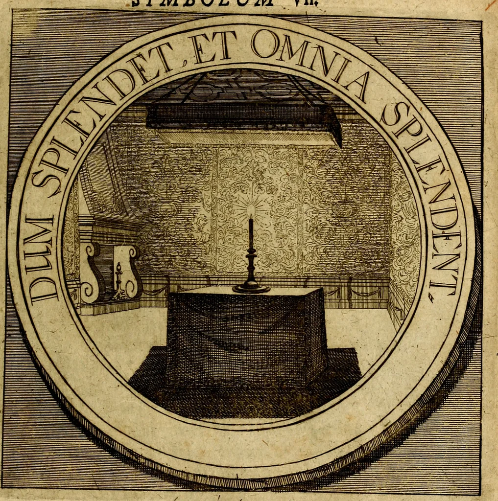 An illustration from Philothei symbola christiana : quibus idea hominis christiani exprimitur, 1677, leaf 24