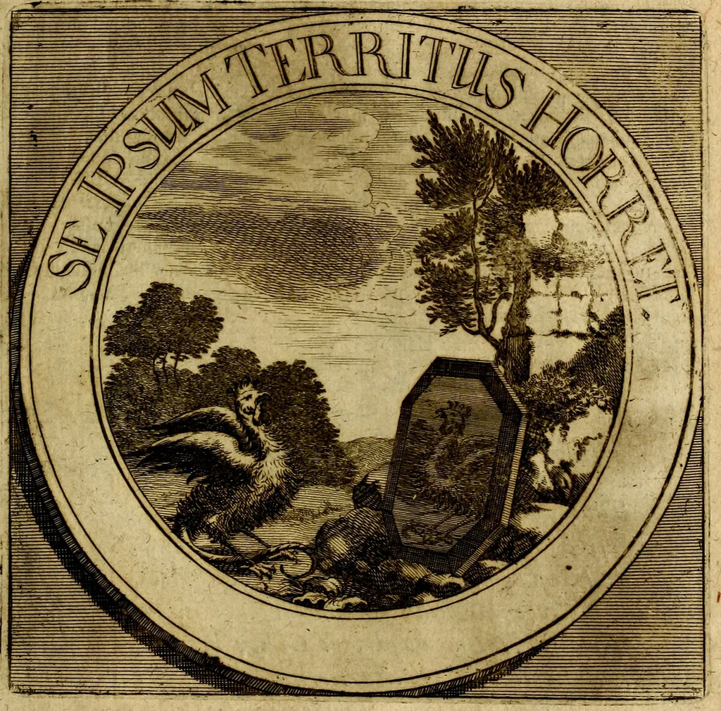 An illustration from Philothei symbola christiana : quibus idea hominis christiani exprimitur, 1677, leaf 30