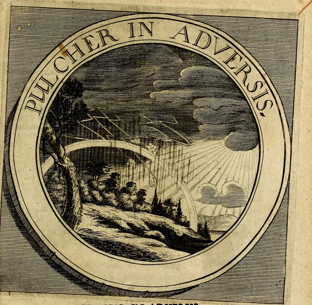 An illustration from Philothei symbola christiana : quibus idea hominis christiani exprimitur, 1677, leaf 48