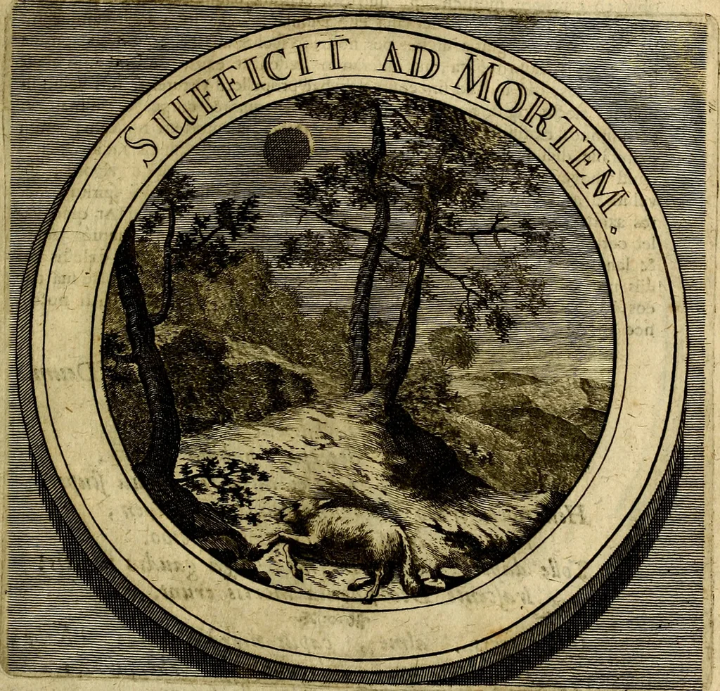 An illustration from Philothei symbola christiana : quibus idea hominis christiani exprimitur, 1677, leaf 88