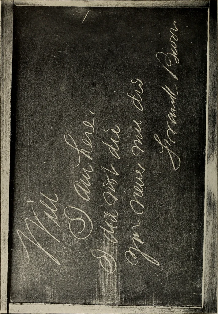 An illustration from Photographic copies of written messages from the spirit world : more than one hundred written communications from those who dwell in spirit life, including messages from Henry Ward Beecher ... and many others : with commentaries concerning conditions which obtain in spirit life based upon facts gathered from these messages and from many other sources, 1918, leaf 13