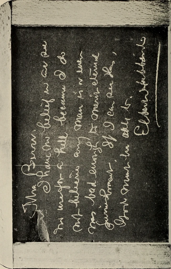 An illustration from Photographic copies of written messages from the spirit world : more than one hundred written communications from those who dwell in spirit life, including messages from Henry Ward Beecher ... and many others : with commentaries concerning conditions which obtain in spirit life based upon facts gathered from these messages and from many other sources, 1918, leaf 43