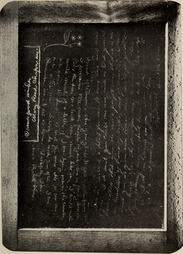 An illustration from Photographic copies of written messages from the spirit world : more than one hundred written communications from those who dwell in spirit life, including messages from Henry Ward Beecher ... and many others : with commentaries concerning conditions which obtain in spirit life based upon facts gathered from these messages and from many other sources, 1918, leaf 58