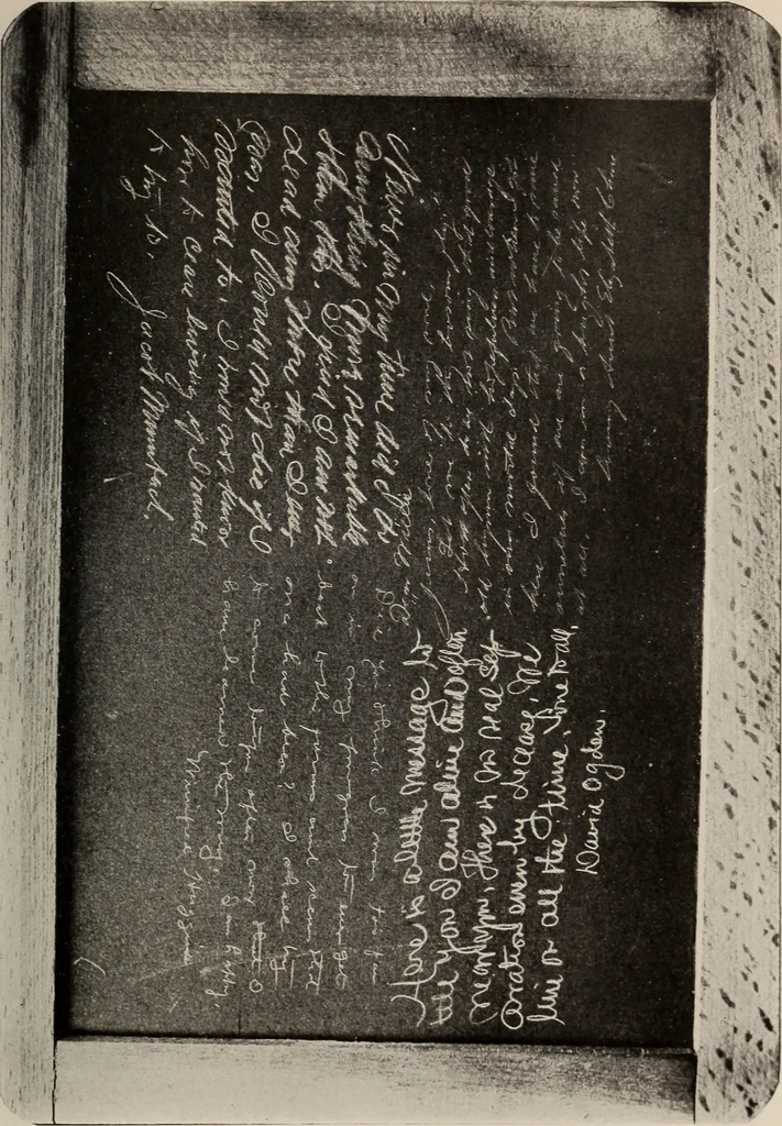 An illustration from Photographic copies of written messages from the spirit world : more than one hundred written communications from those who dwell in spirit life, including messages from Henry Ward Beecher ... and many others : with commentaries concerning conditions which obtain in spirit life based upon facts gathered from these messages and from many other sources, 1918, leaf 64